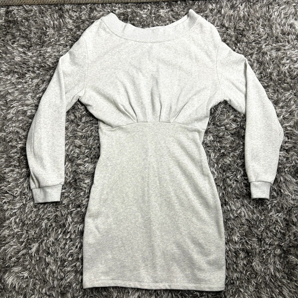 RtA Rachele Light Heather Grey Cotton French Terry Mini Dress Large NEW $350